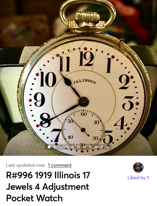 R#996 1919 Illinois 17 Jewels 4
Adjustment Pocket Watch