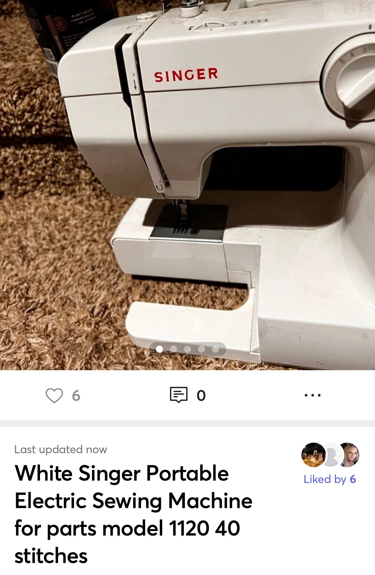 Singer Portable Electric Sewing Machine for parts model 1120 40 stitches