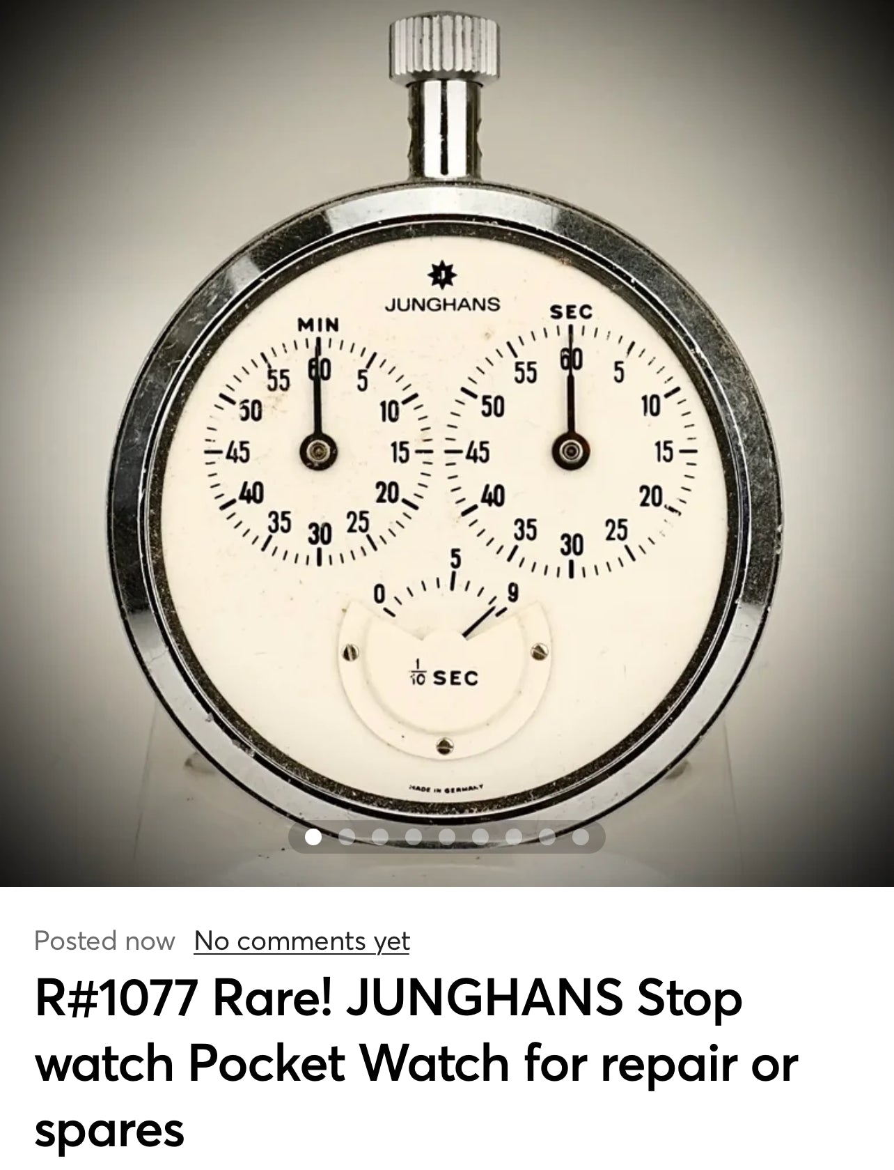 R#1077 Rare! JUNGHANS Stop watch Pocket Watch for repair or spares