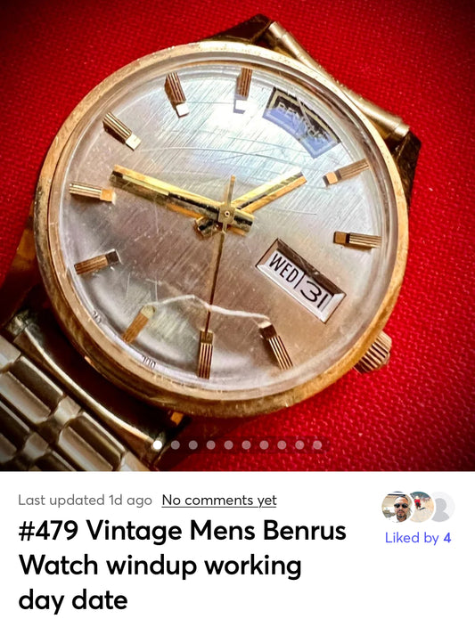 #479 Vintage Mens Benrus Watch windup working day date