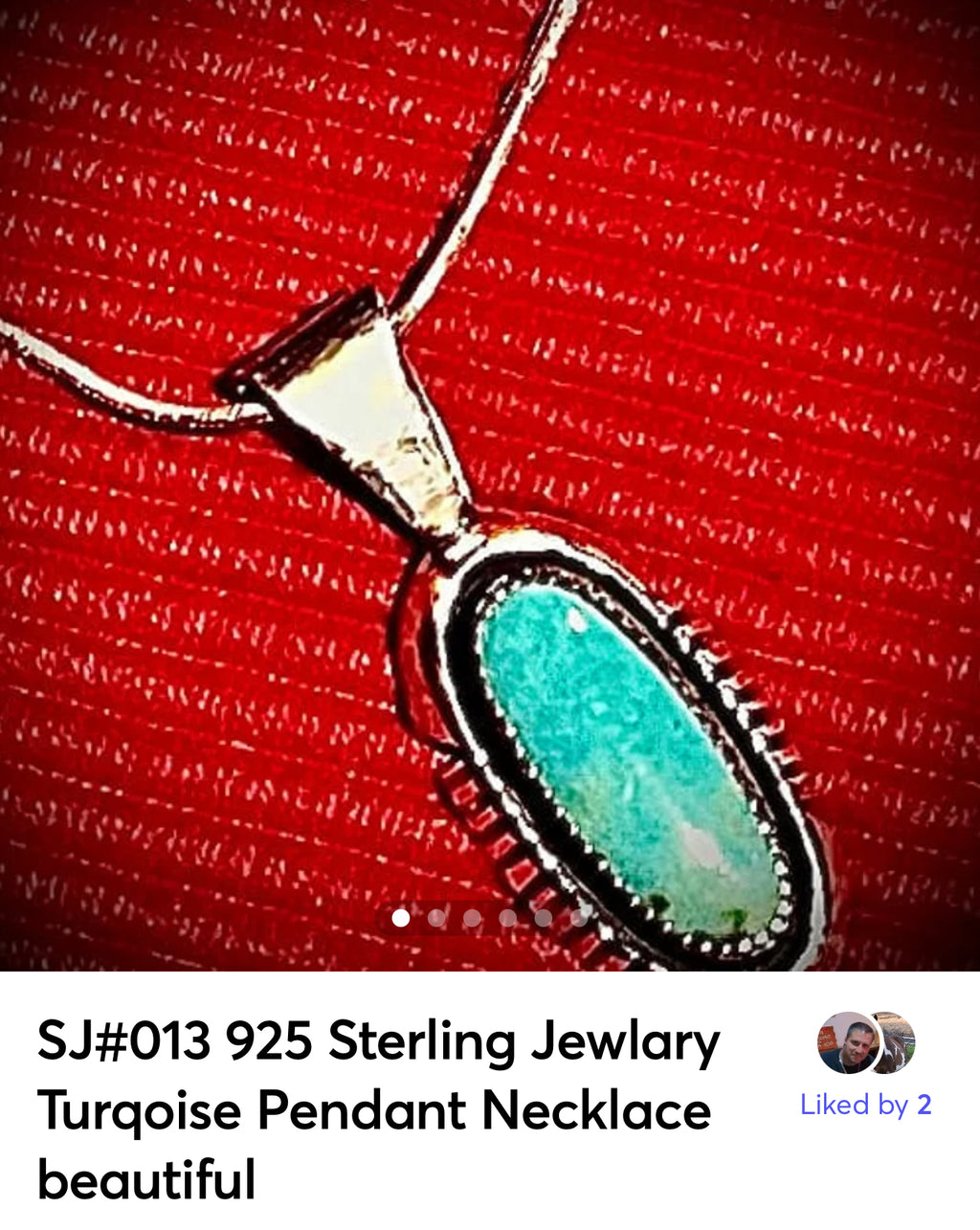 SJ#013 925 Sterling Jewlary Turqoise Pendant Necklace beautiful