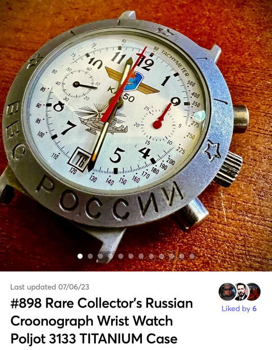 #898 Rare Collector’s Russian Chronograph Wrist Watch Poljot 3133 TITANIUM Case 23 jewls