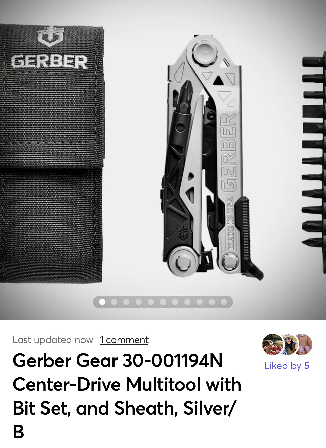 Gerber Gear 30-001194N Center-Drive Multitool with Bit Set, and Sheath, Silver/Black,Standard Bit Set