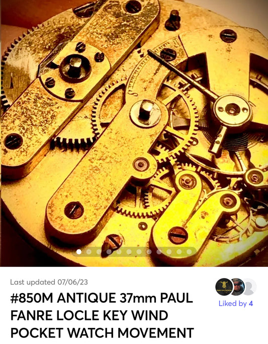 #850M ANTIQUE 37mm PAUL FANRE LOCLE KEY WIND POCKET WATCH MOVEMENT