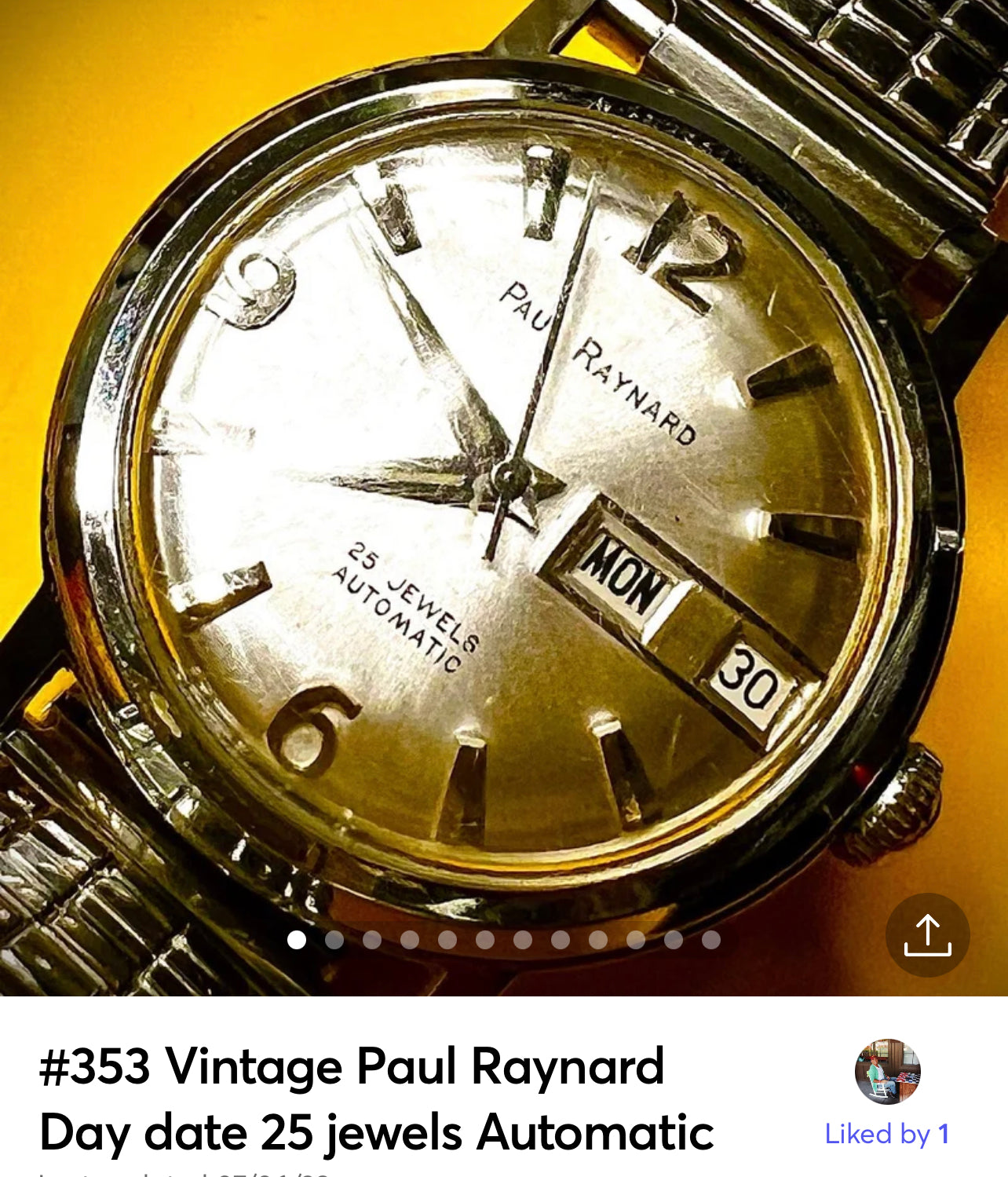 #353 Vintage Paul Raynard Day date 25 jewels Automatic