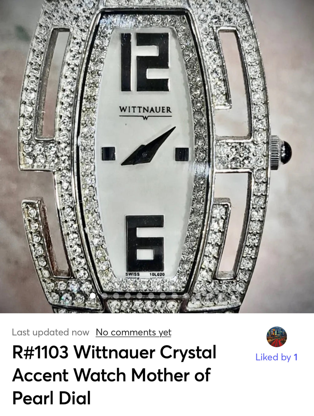 R#1103 Wittnauer Crystal Accent Watch Mother of Pearl Dial 10L020