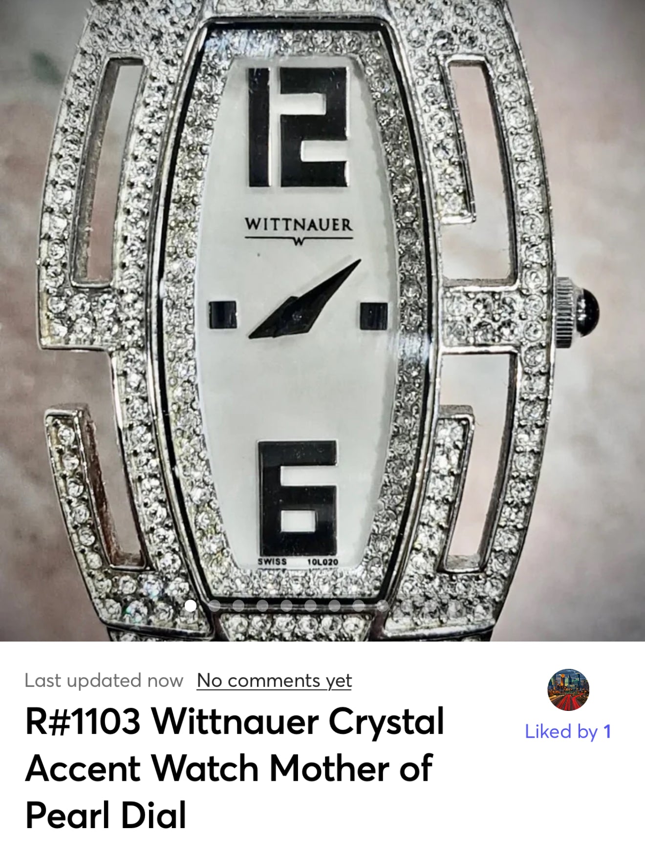 R#1103 Wittnauer Crystal Accent Watch Mother of Pearl Dial 10L020