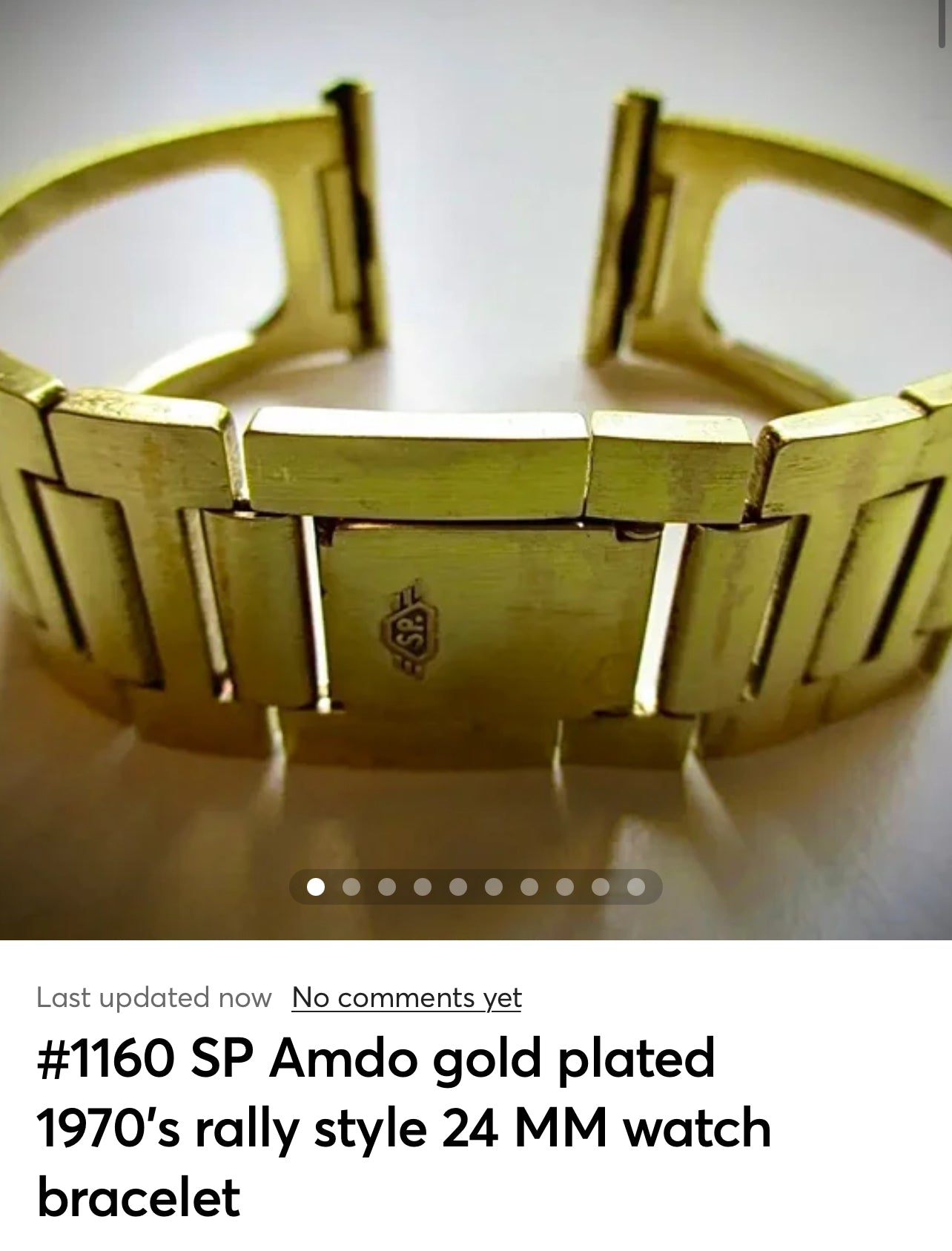 #1160 SP Amdo gold plated 1970's rally style 24 MM watch bracelet