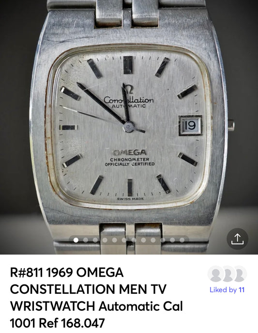 R#811 1969 OMEGA CONSTELLATION MEN TV WRISTWATCH Automatic Cal 1001 Ref 168.047 for REPAIR