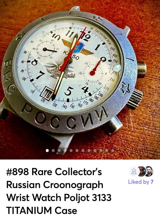 #898 Rare Collector’s Russian Chronograph Wrist Watch Poljot 3133 TITANIUM Case 23 jewls