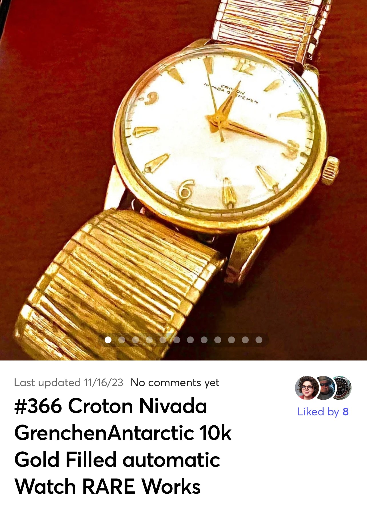 #366 Croton Nivada GrenchenAntarctic 10k Gold Filled Mechanical Watch RARE Works