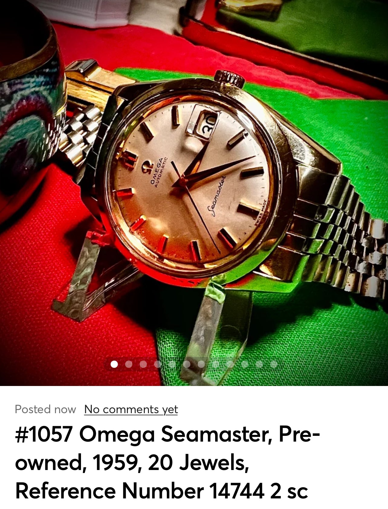 #1057 Omega Seamaster, Pre-owned, 1959, 20 Jewels, Reference Number 14744 2 sc