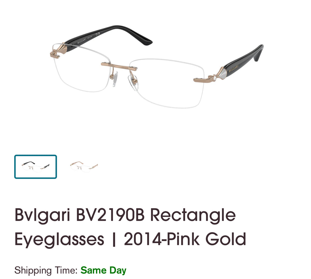 Brand New Bvlgari BV2190B Rectangle Eyeglasses | 2014-Pink Gold