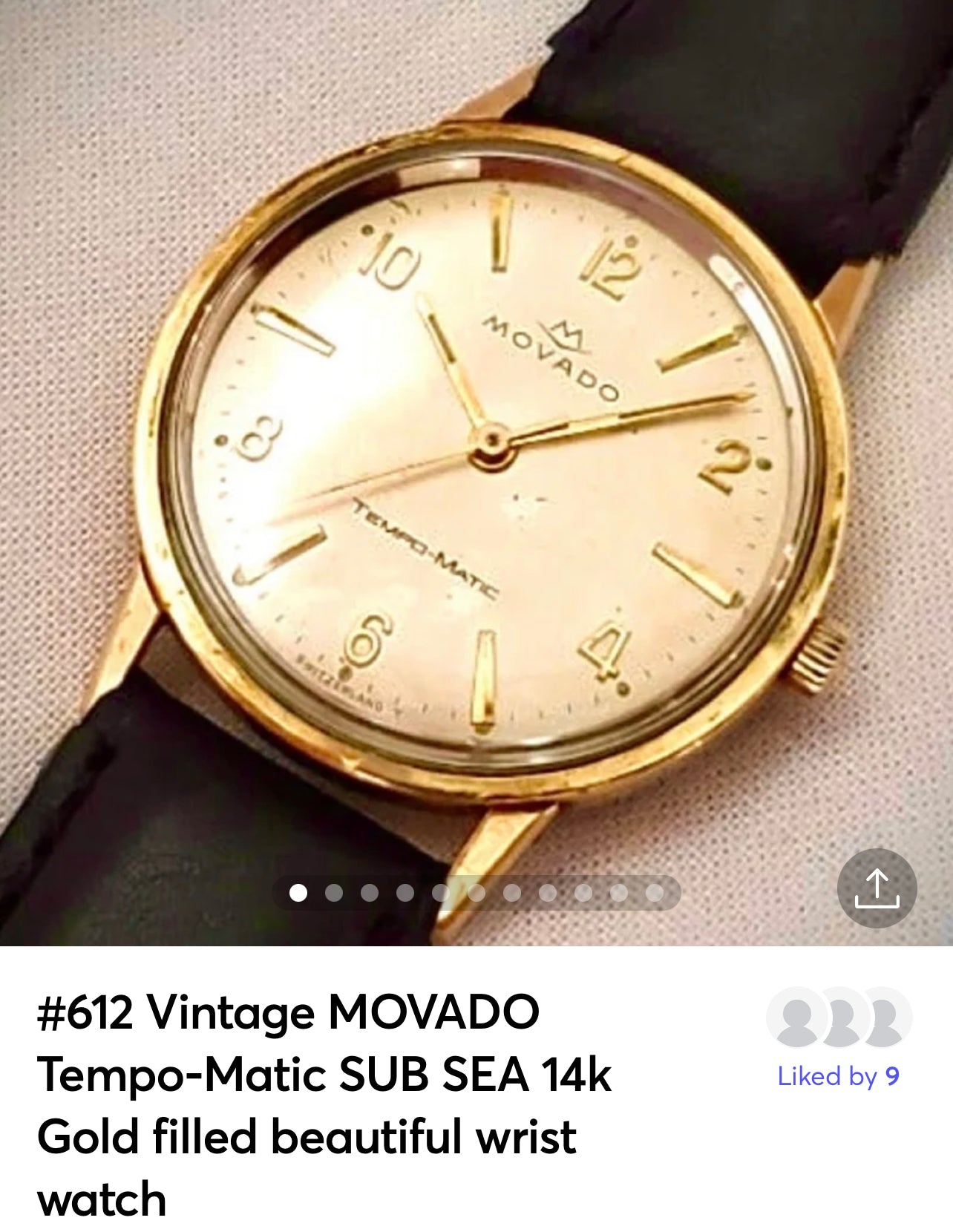 #612 Vintage MOVADO Tempo-Matic SUB SEA 14k Gold filled Watch