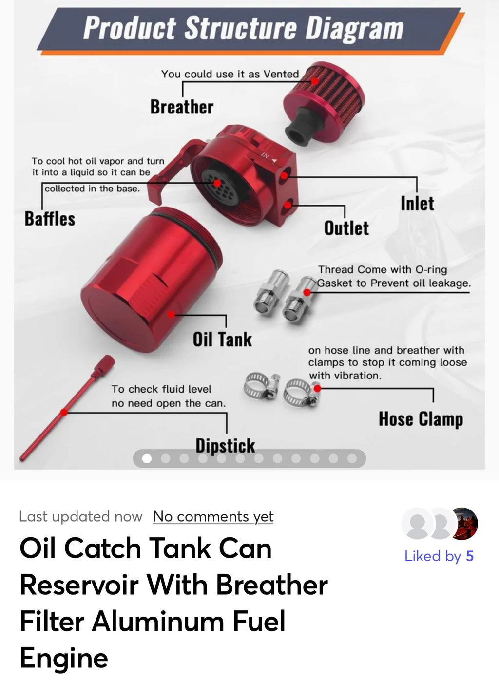 Oil Catch Tank Can Reservoir With Breather Filter Aluminum Fuel Engine