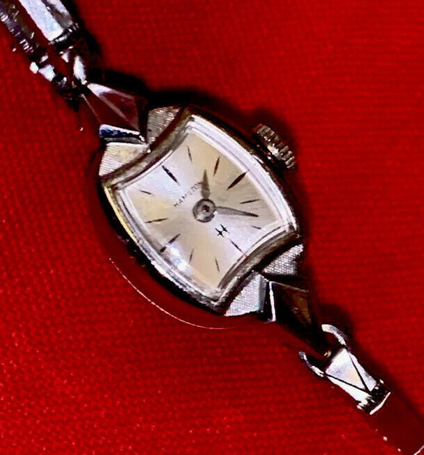 #737 1950 Rare Vintage Hamilton 17 Jewels Ladies Watch Shock Resist 10K R.Gold