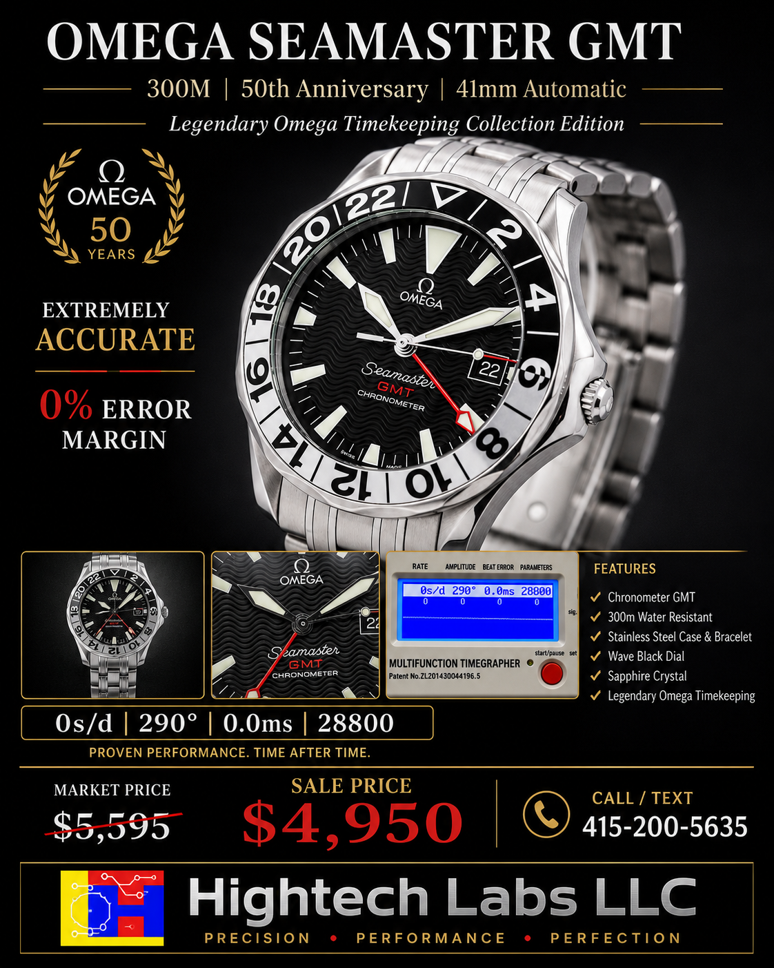 #623 Omega Seamaster Professional 300M GMT 50th Anniversary 41mm Automatic Chronometer Ref. 2534.50.00