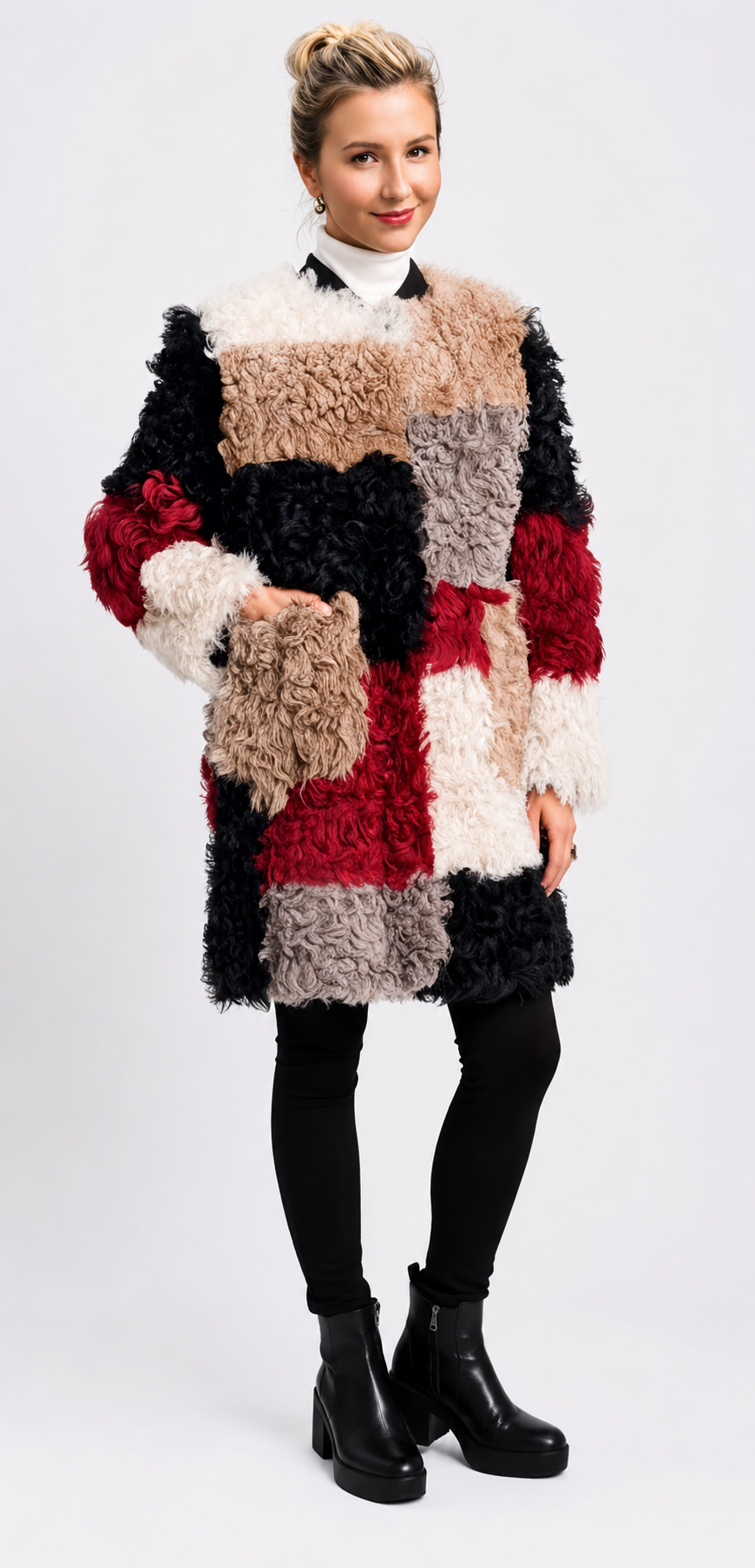 MARNI REVERSIBLE COLOR-BLOCK SHEARLING COAT — RARE FIND — MADE IN ITALY