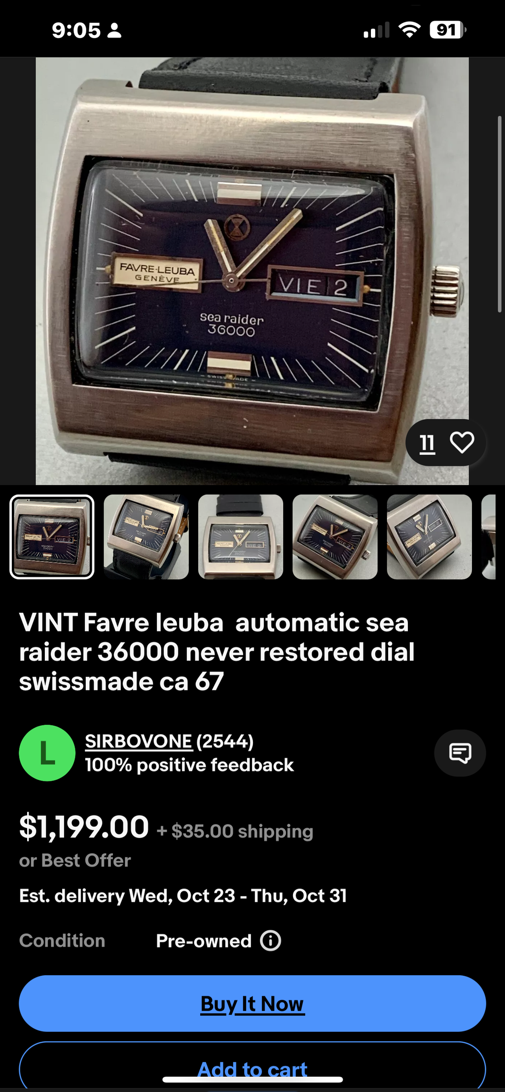 #1373 VINTAGE MEN FAVRE LEUBA SEA RAIDER PARTS DIVERS