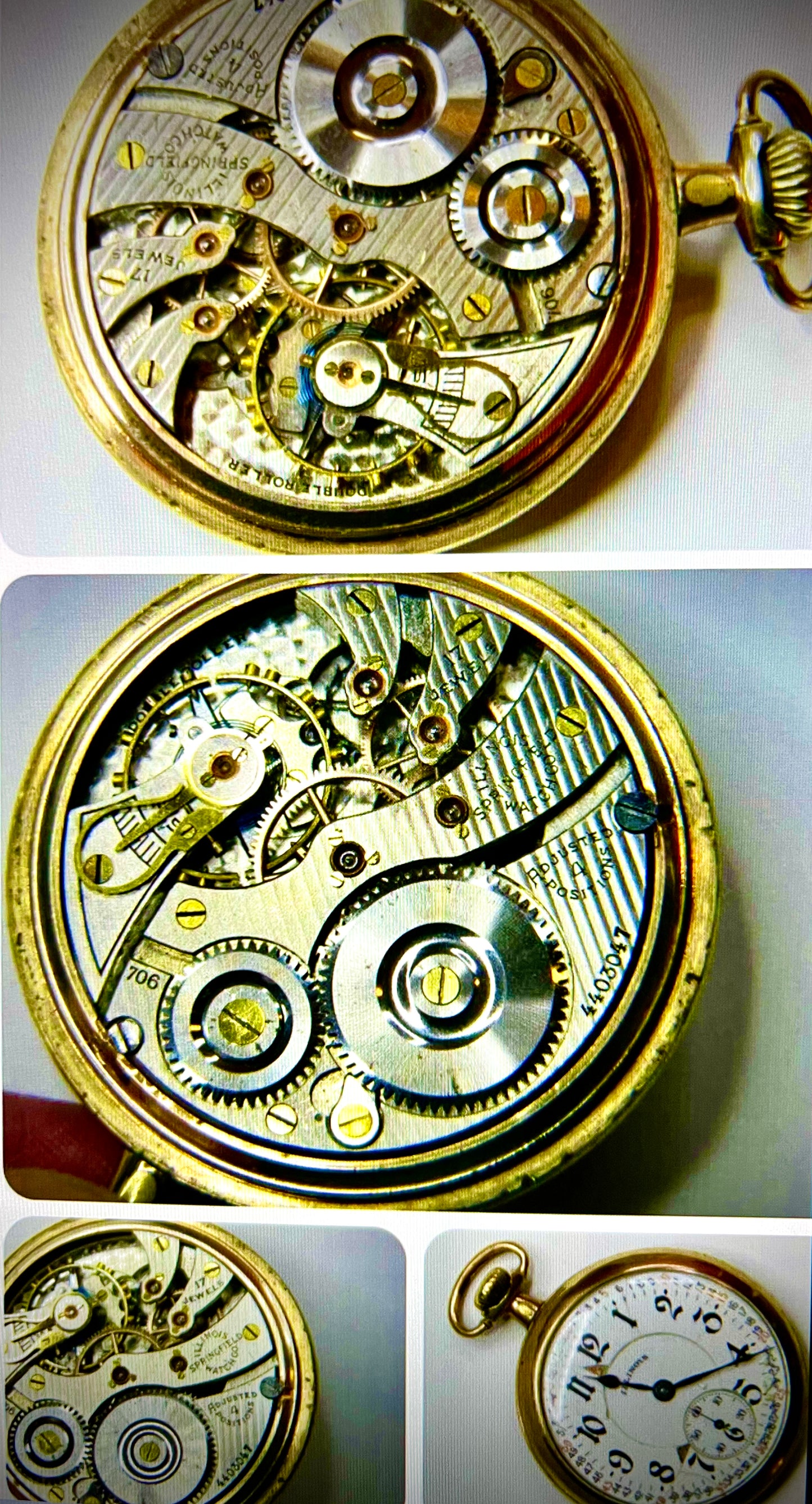 #921 VINTAGE 1923 ILLINOIS 706 173 4AP16S POCKET WATCH MOVEMENT