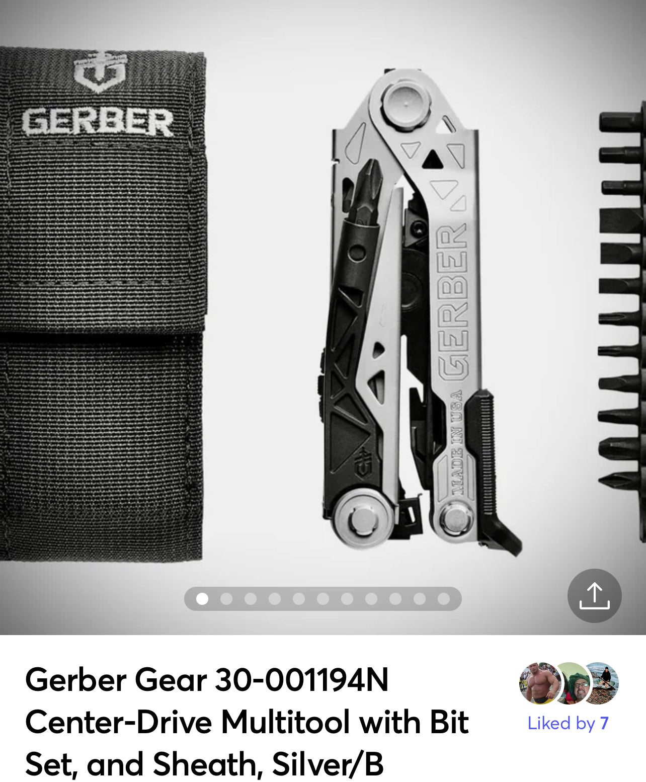 Gerber Gear 30-001194N Center-Drive Multitool with Bit Set, and Sheath, Silver/Black,Standard Bit Set