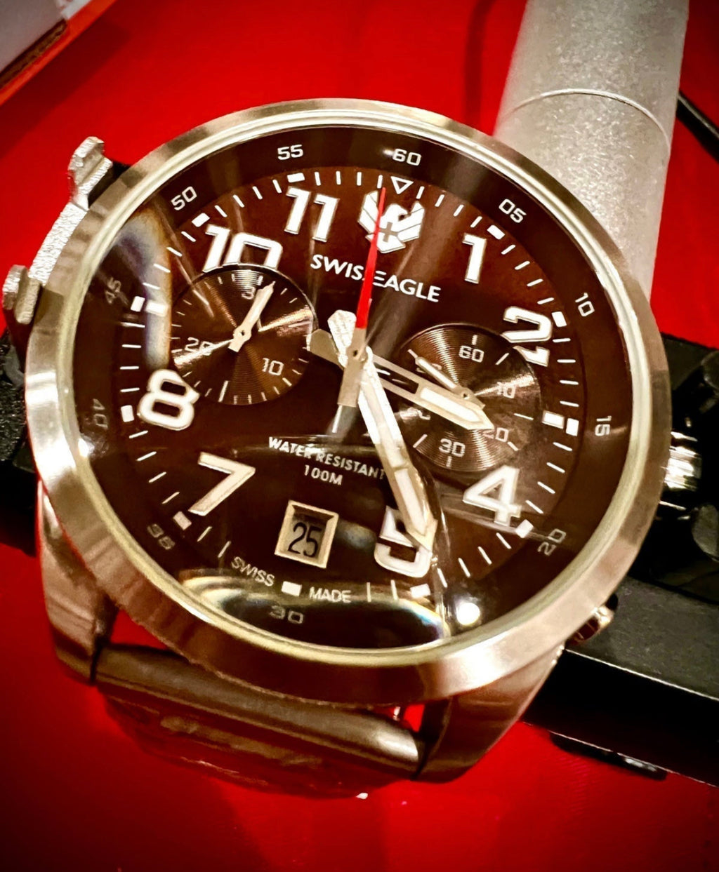 #882 Swiss Eagle 100 Meter Swiss Made Quartz Chronograph Watch with Date Limited Edition Brand New