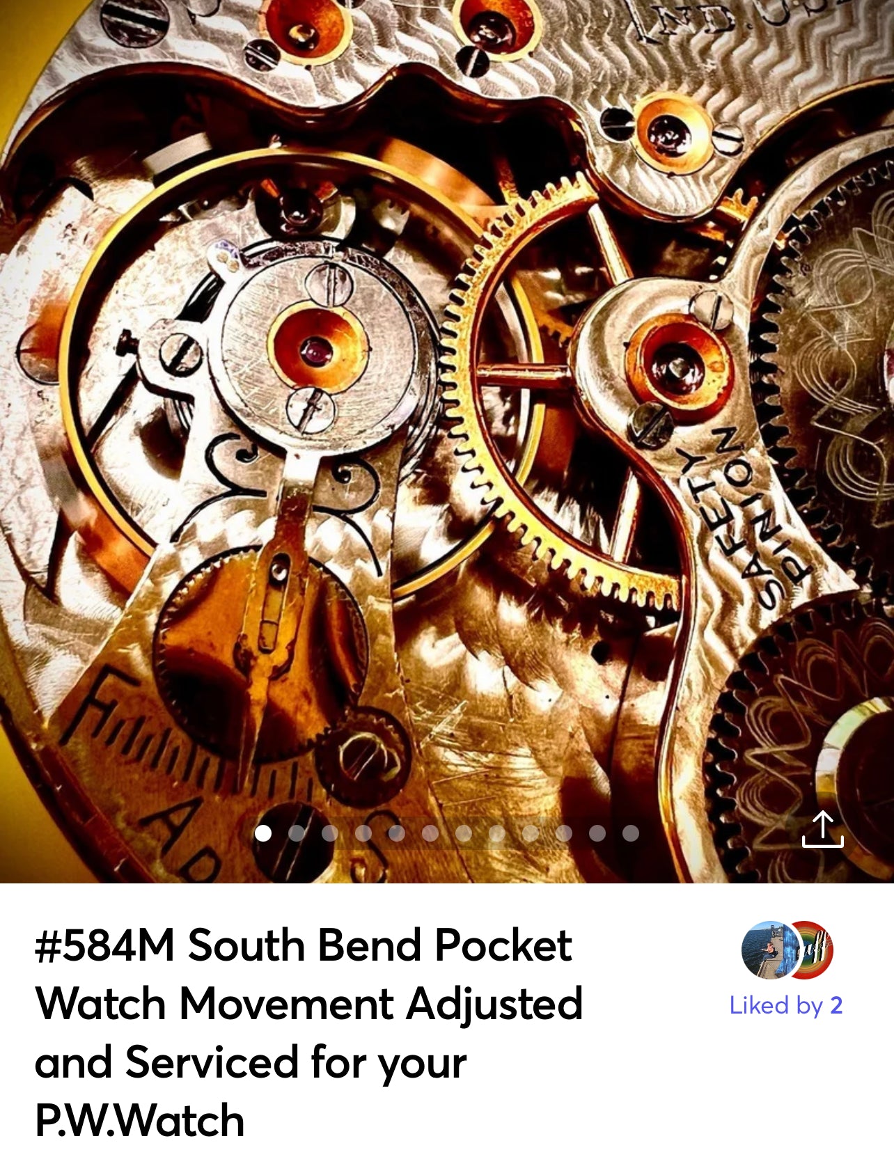 #584M South Bend Pocket Watch Movement Adjusted and Serviced for your Wrist watch conversion Project