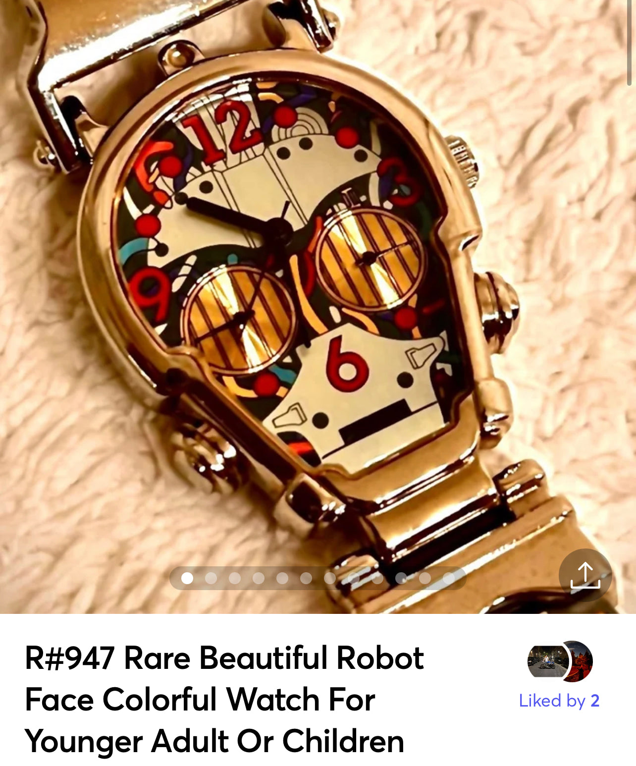 R#947 Rare Beautiful Robot Face Colorful Watch For Younger Adult Or Children