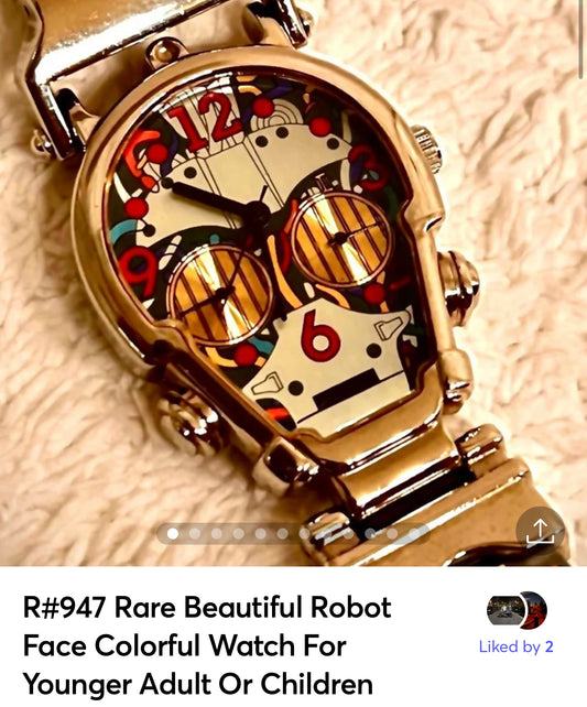 R#947 Rare Beautiful Robot Face Colorful Watch For Younger Adult Or Children