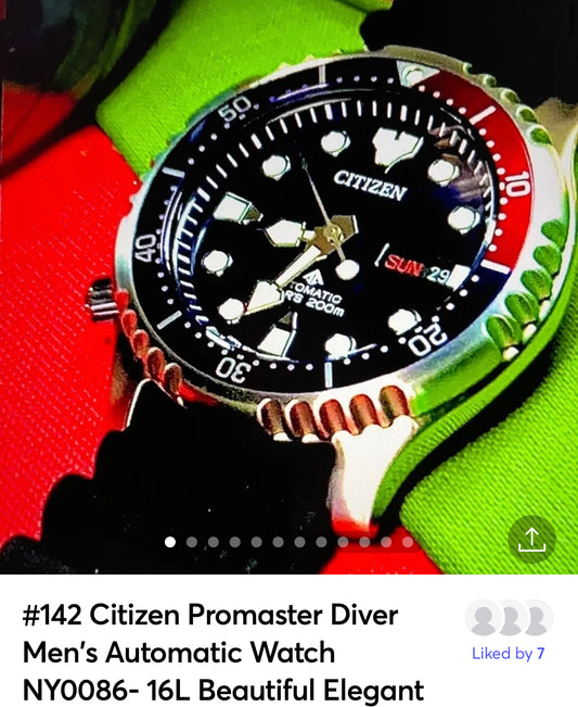 #142 Citizen Pepsi Bezel Promaster Diver Men's Automatic Watch NY0086- 16L Beautiful Elegant