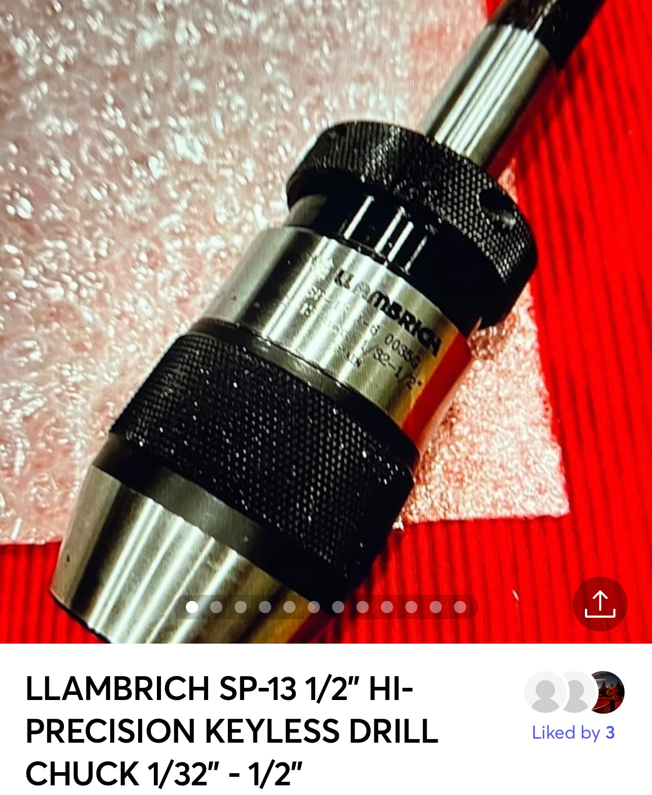 LLAMBRICH SP-13 1/2" HI-PRECISION KEYLESS DRILL CHUCK 1/32" - 1/2"