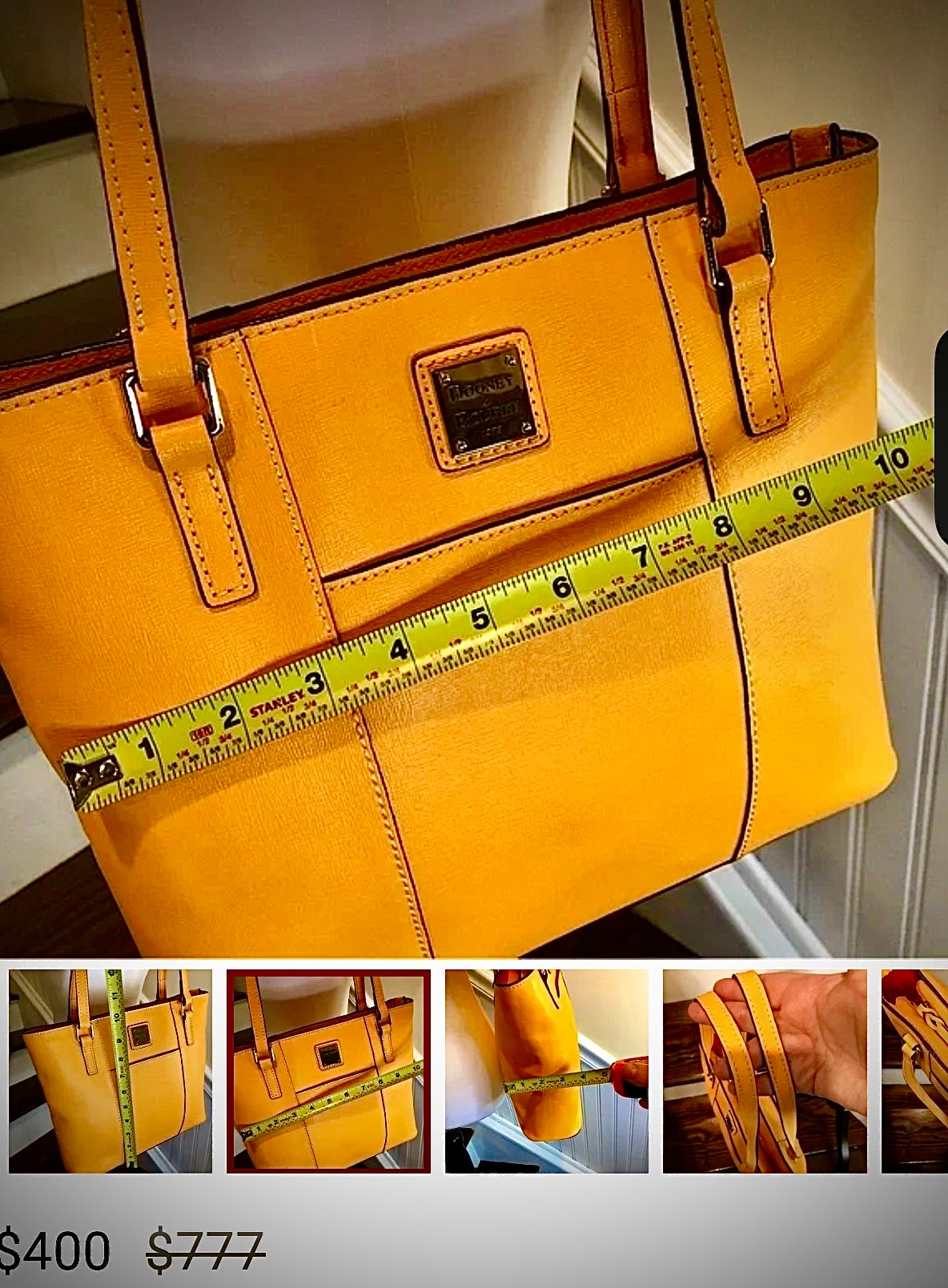 DOONEY BOURKE Orange Saf-fiano Leather Red Lining Two Top Handle Shoulder Straps Savers Dublin $155