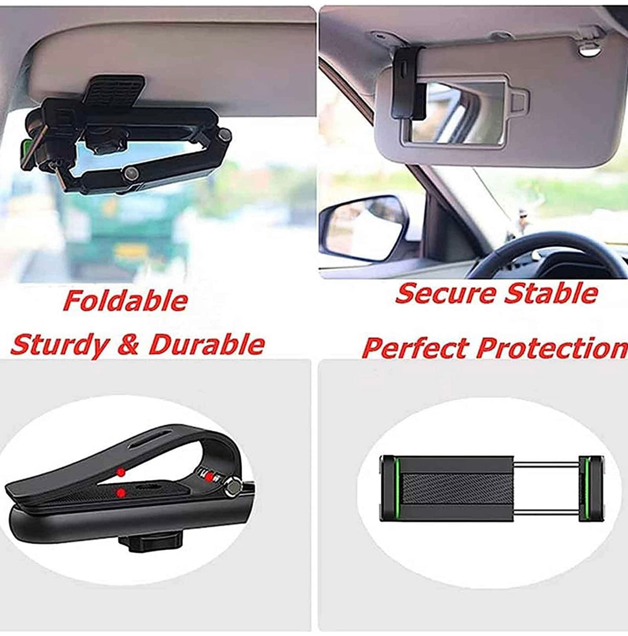 DENERASS Anthelper Muti-Used Car Visor 1080 Rotation Phone Clip, Car Visor Phone Holder, Car Phone Holder Mount, Universal Adjustable Arm Cradles Car Holder for Car Sun Visor