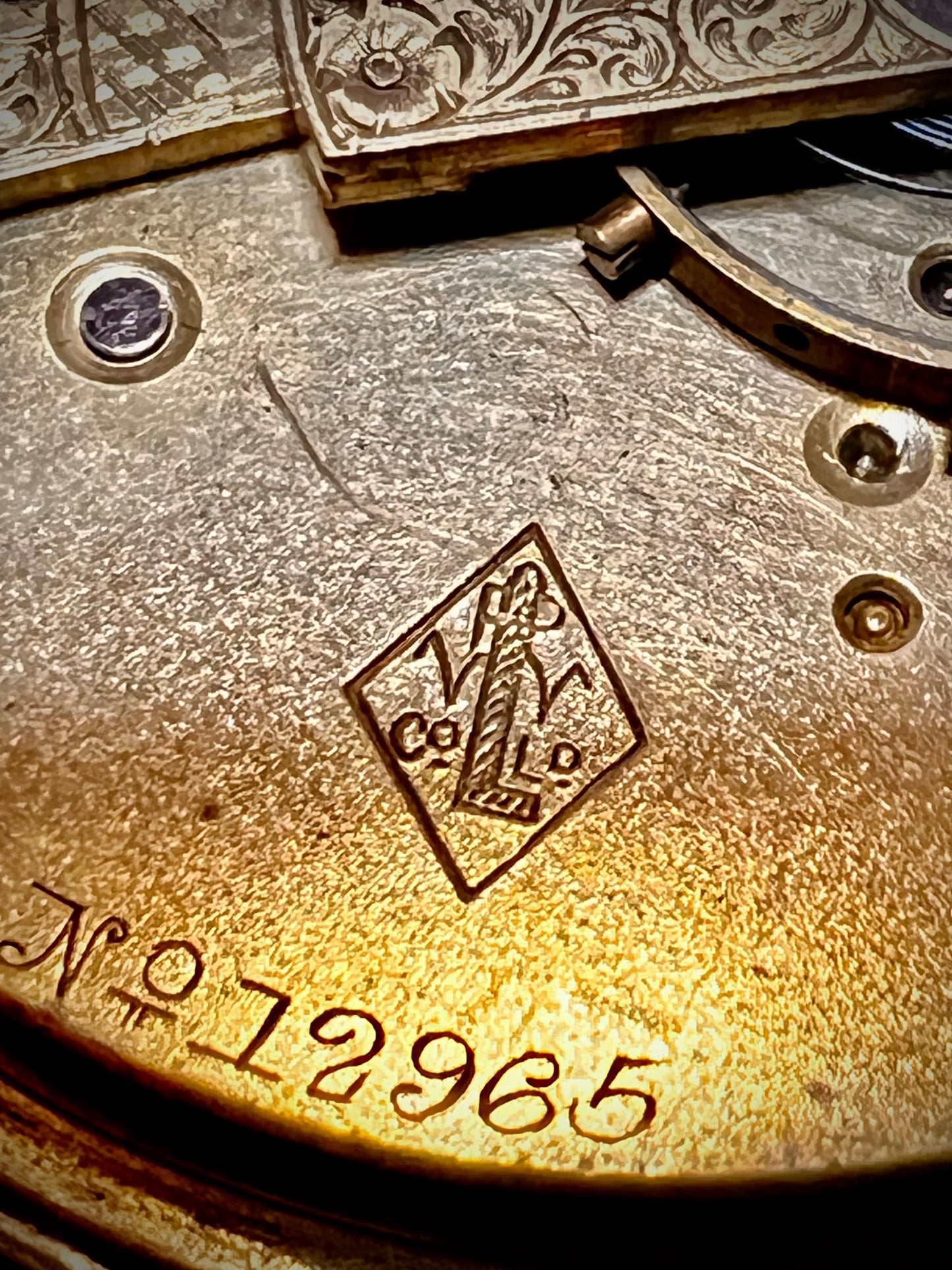 M#202  PWL Co. SWISS ENGLISH KEY WIND POCKET WATCH MOVEMENT #12965 44 mm $25 shabid ebay working perfectly heavy large vintage Rare