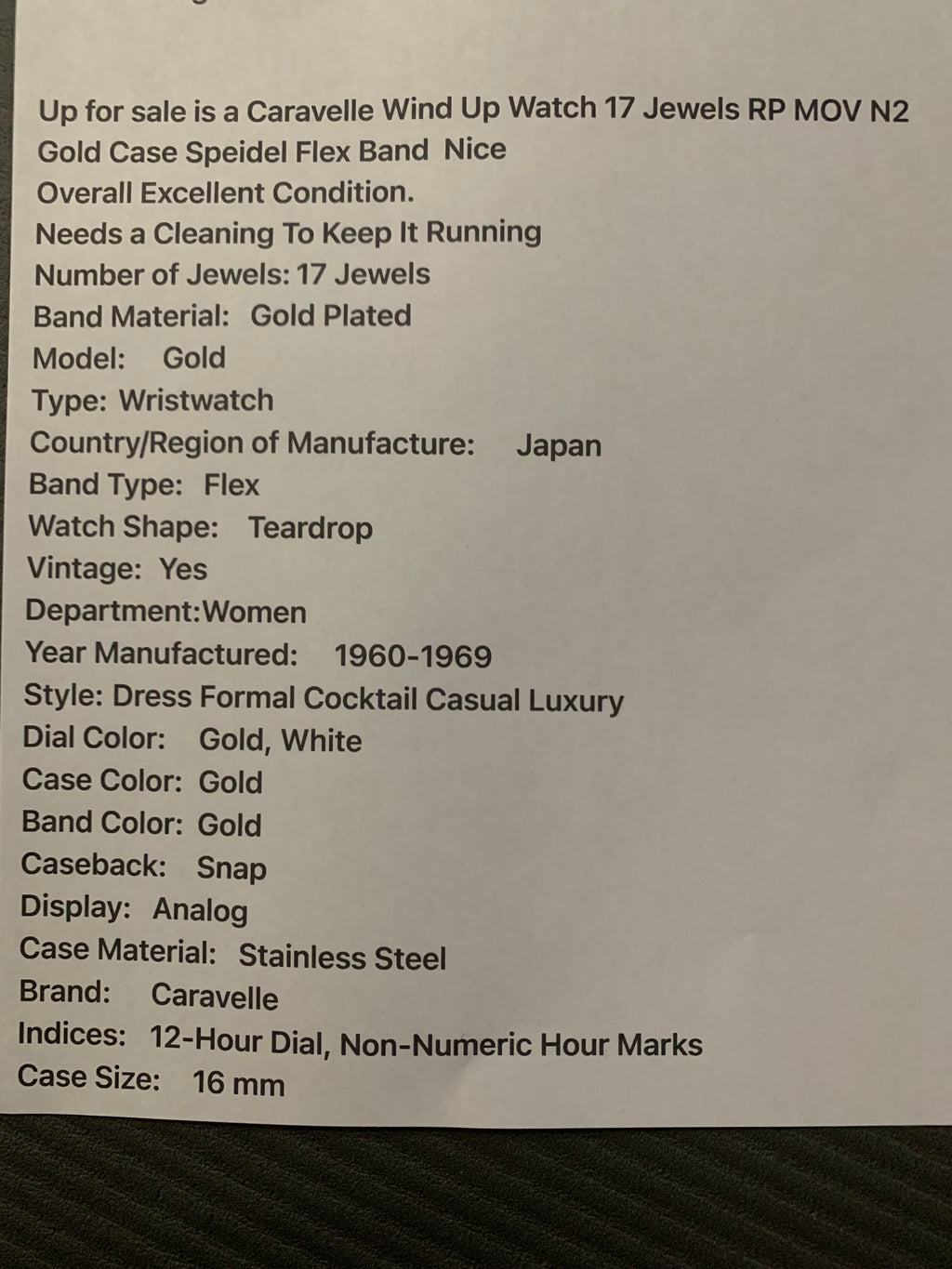 R#2 Caravelle Ladie wound tight
