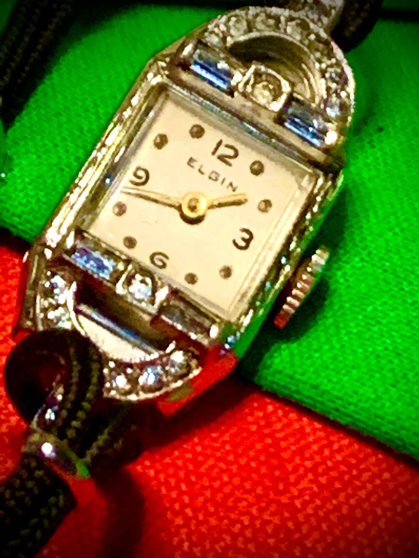 #14 Elgin Ladies Cocktail diamonds Wach 1905 excellent condition keeping time