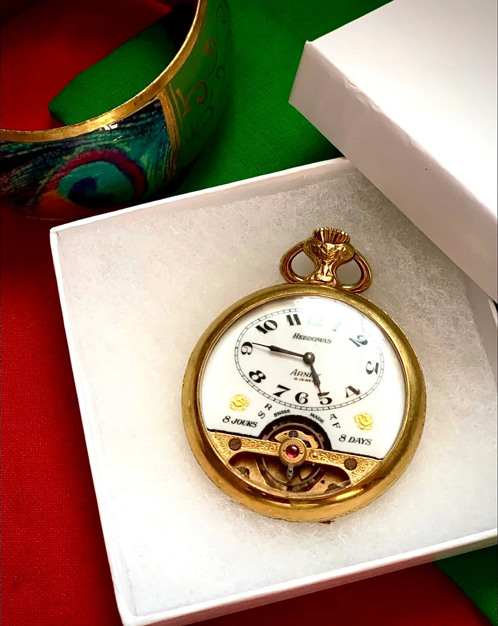 #65-A Rare big cowboy Cowgirl wrist wedding watch 8 Day Manual winding