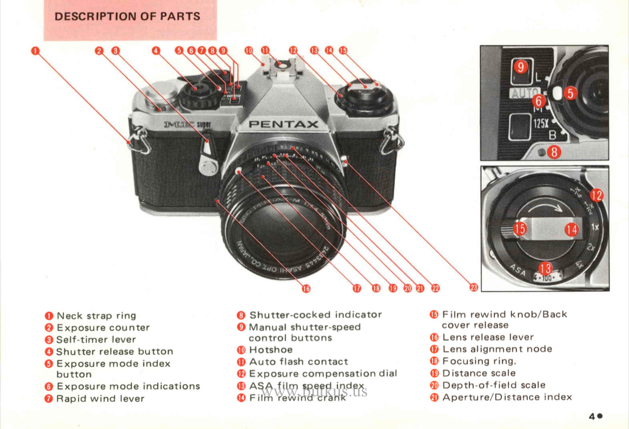 Pentax ME Super SLR 35mm Film Camera Service Manual