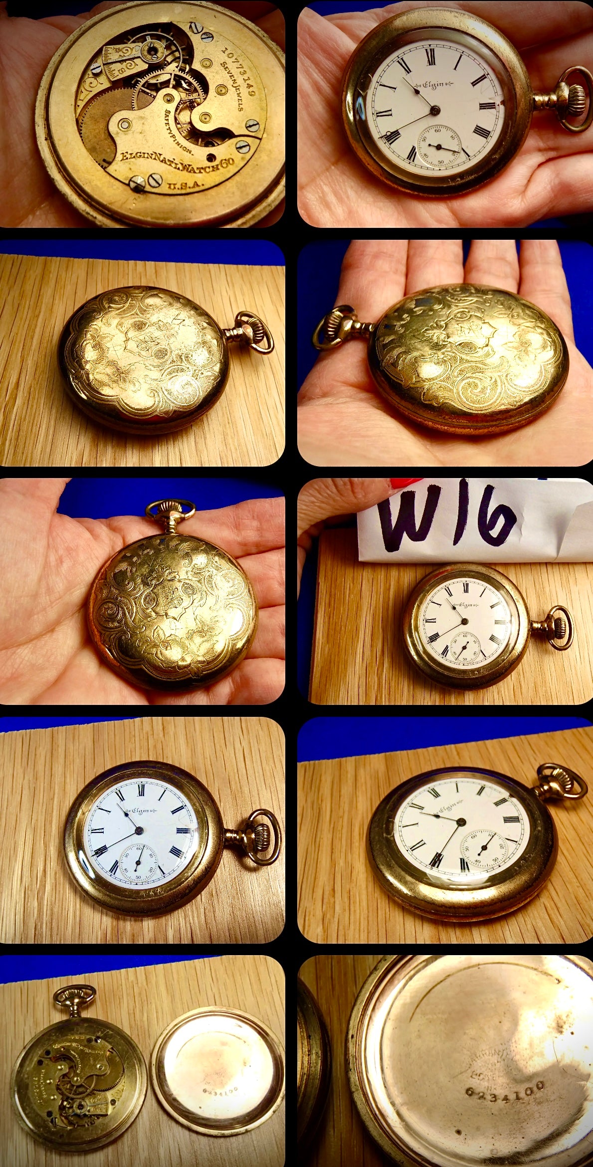 R#686 VINTAGE ELGIN POCKET WATCH GRADE 289 1904 SIDE WIND 6s RUNNING