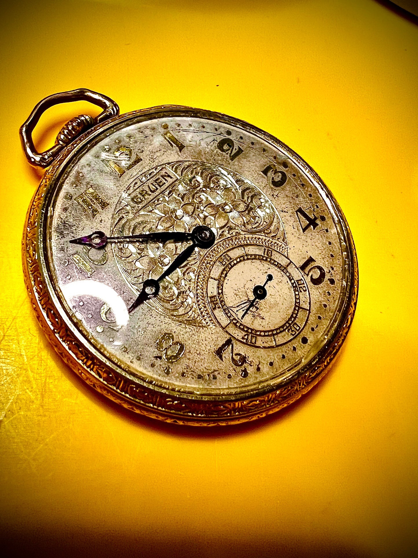 R#352 Beautiful VINTAGE GRUEN OPEN FACE POCKET WATCH SEMI THIN ULTRA QUALITY