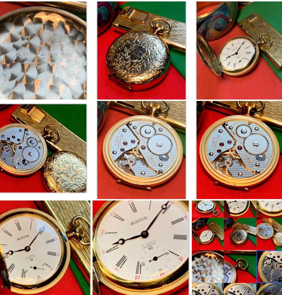 #167 Vintage amazing 70+ Years old Austin 17 Jewel Swiss Pocket Watch Collectors