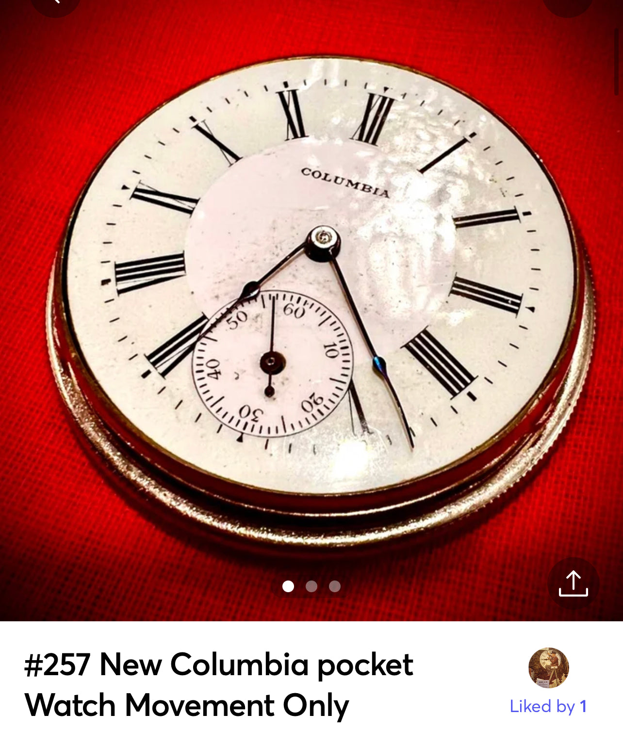 #257 Columbia pocket Watch Movement only parts or not working