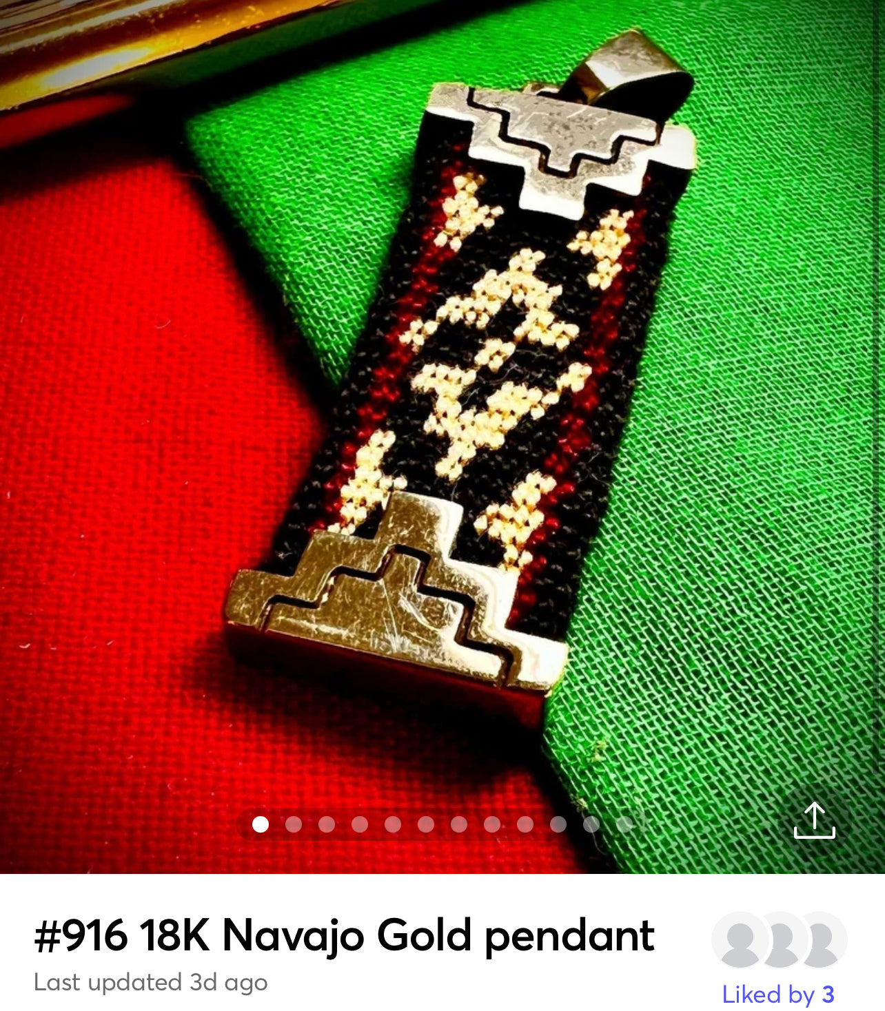 #916 18K Navajo Gold pendant