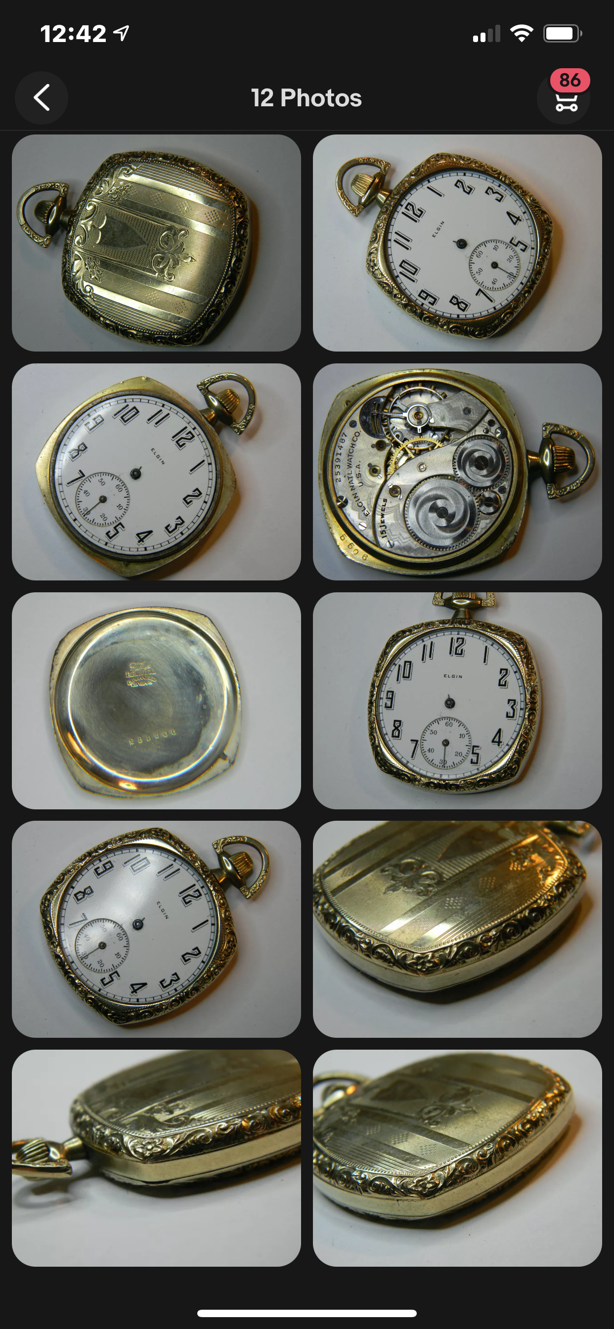 R#945 Elgin Gold Plated 12S POCKET WATCH Parts Or Not Working