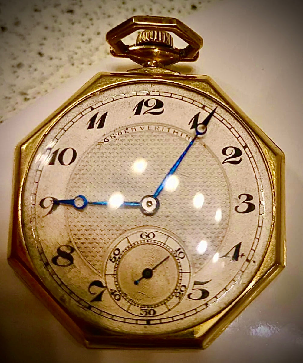 #954 Gruen hexagon verithin Pocket Watch