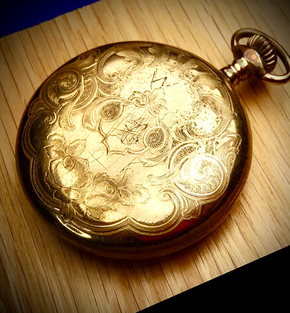 R#686 VINTAGE ELGIN POCKET WATCH GRADE 289 1904 SIDE WIND 6s RUNNING