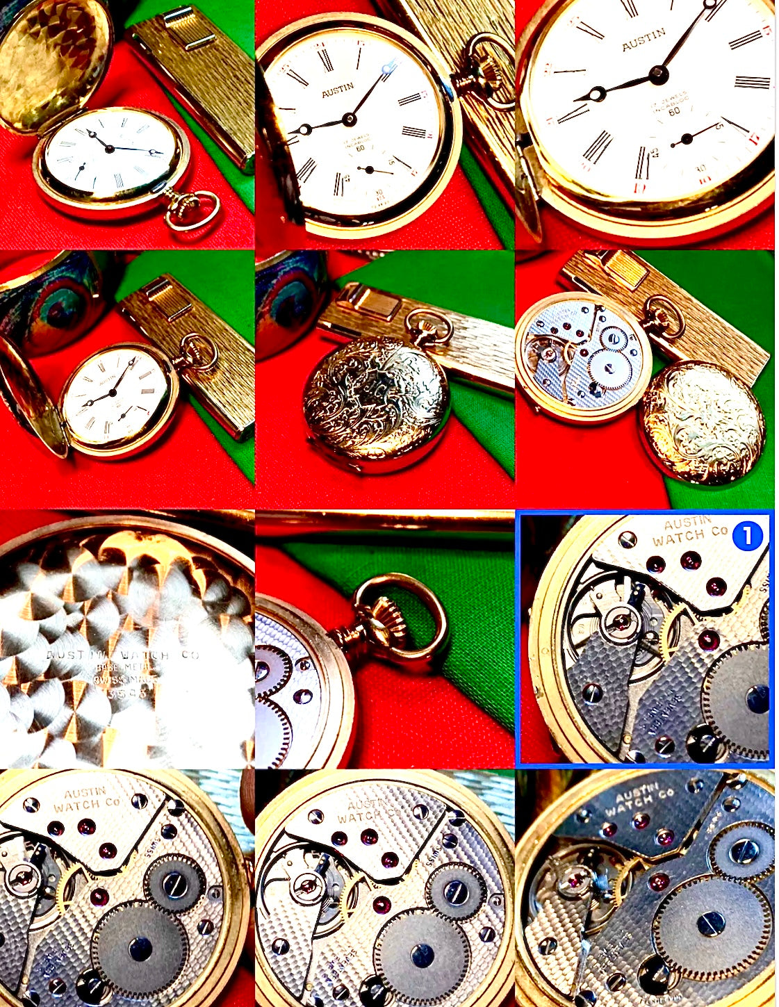 #167 Vintage amazing 70+ Years old Austin 17 Jewel Swiss Pocket Watch Collectors