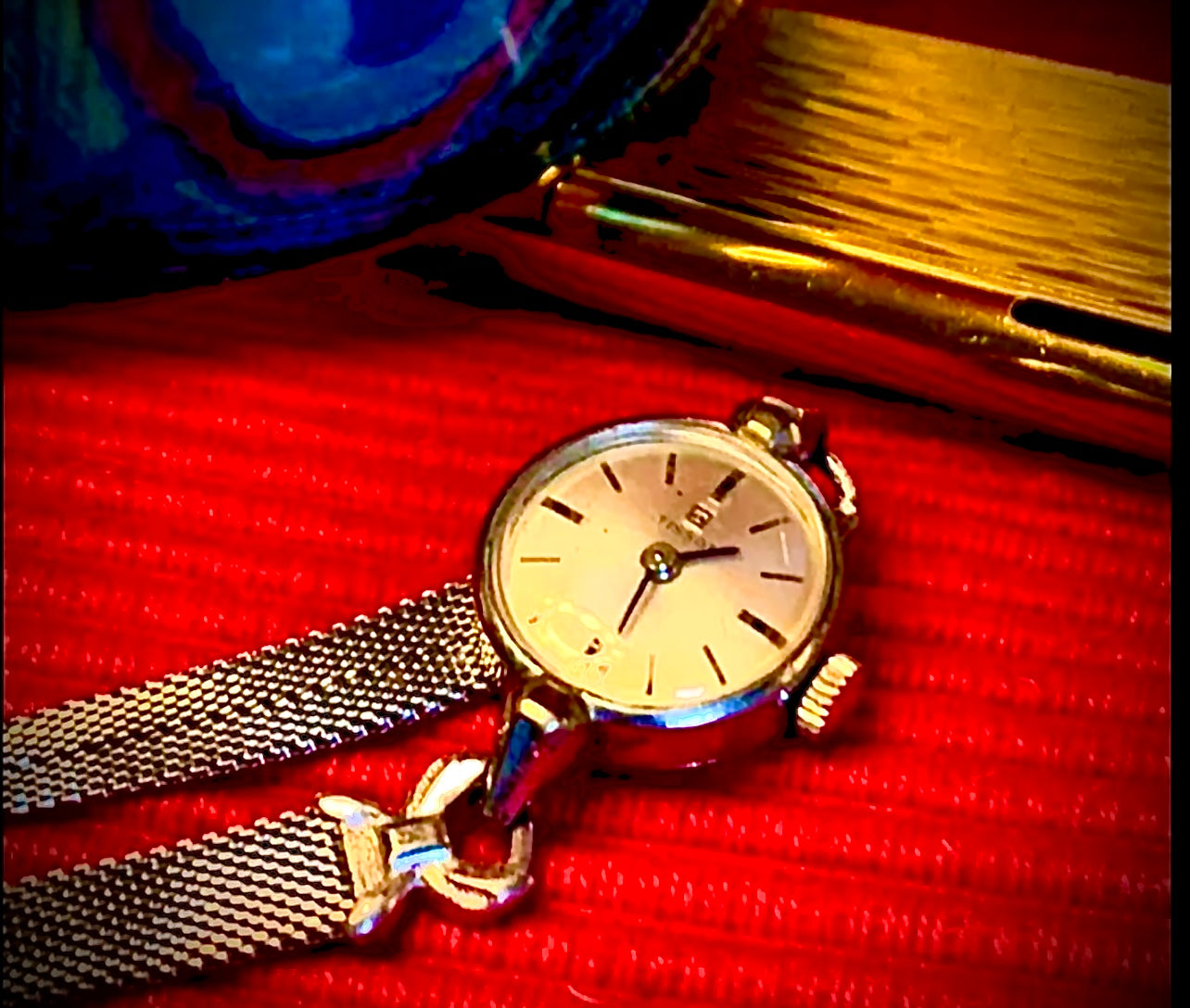 #384 VINTAGE TISSOT 10K White Gold RGP WATCH - LADIE'S WIND UP Cocktail wrist watch