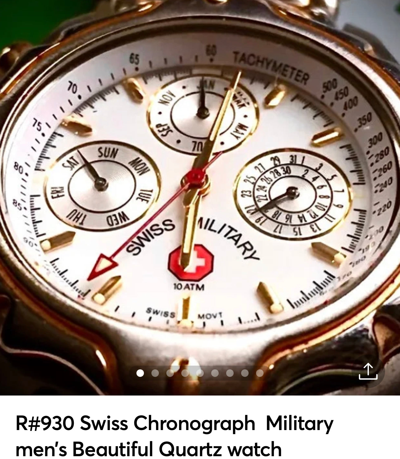 R#930 RARE,UNIQUE UNISEX Military SWISS CHRONOGRAPH TACHYMETER Beautiful Watch