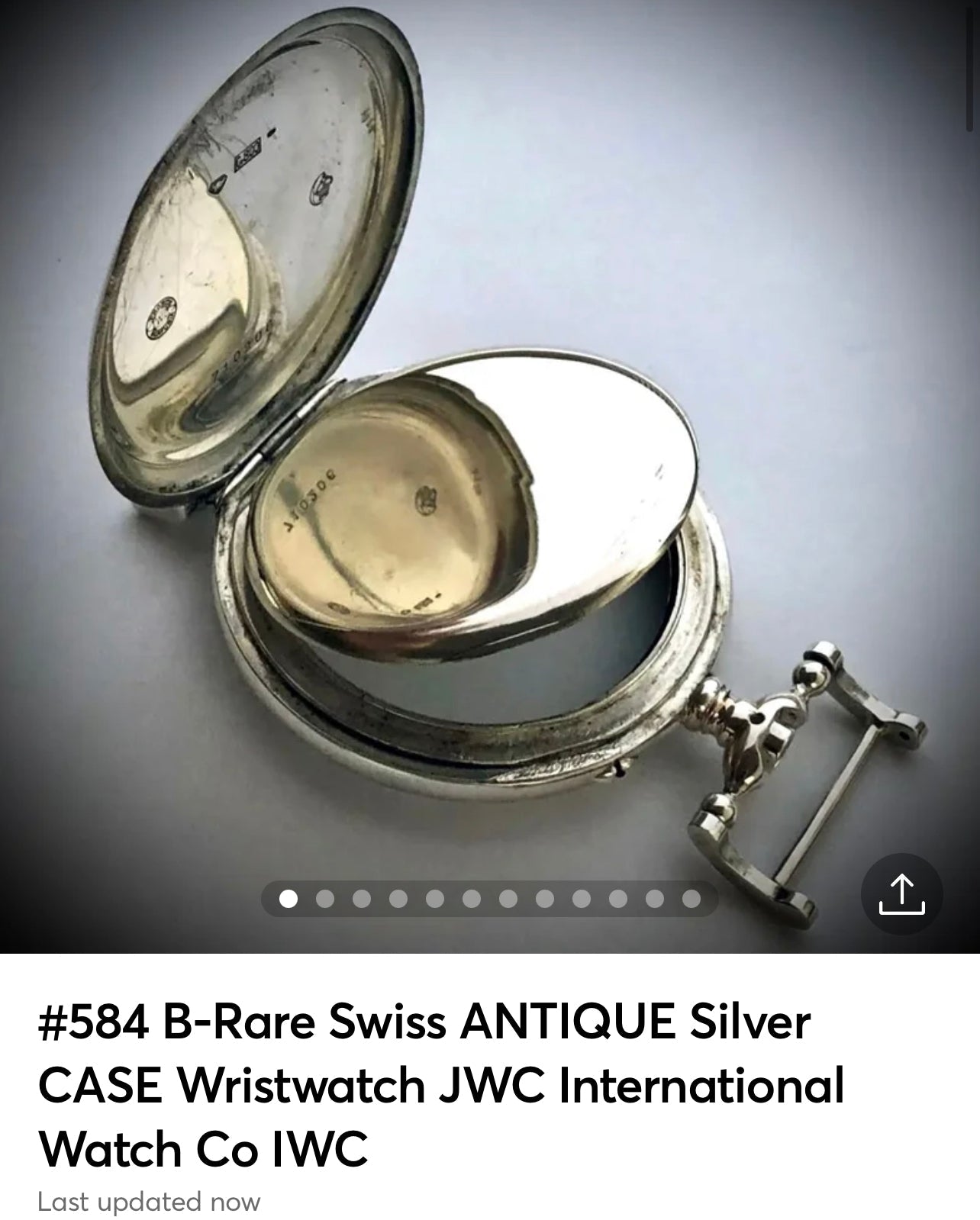 #584 B-Rare Swiss ANTIQUE Silver CASE Wristwatch JWC International Watch Co IWC